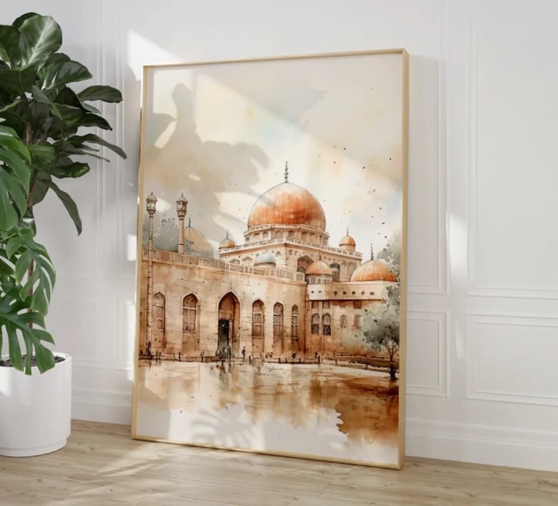 Al-Aqsa Mosque,old Buildings of The Holy City,Jerusalem, Beige Bohemian Style,modern American Abstract Frameless Canvas Paint