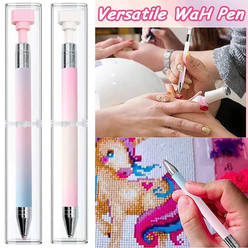 Penna a cera girevole per nail art con strumenti di strass, penna per pittura con diamante sfumato macaron con cera ricaricabile