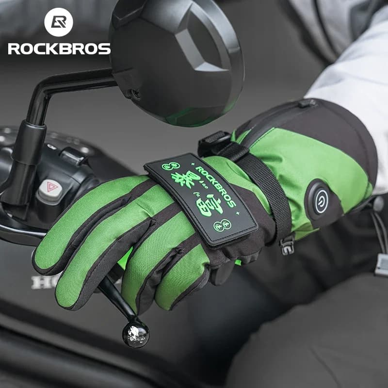 ROCKBROS Guanti invernali riscaldati Guanti termici Snowboard Ciclismo Moto Bicicletta Sci Guanti da sci termici all'aperto Elettrici