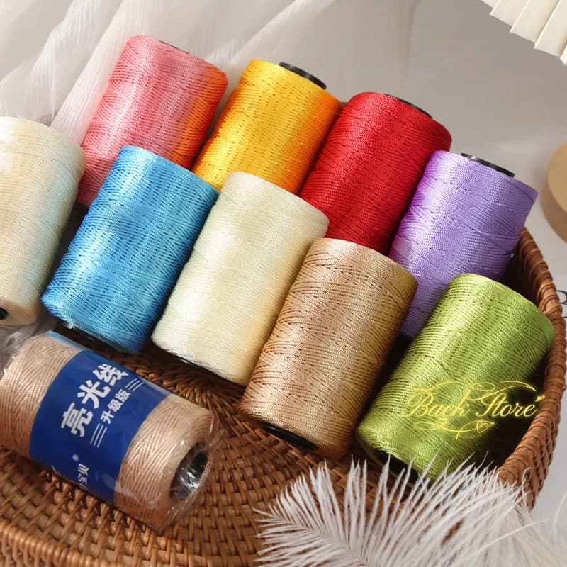 Filo Cavo DIY 10 Pezzi, Luminoso, Filo di Seta Fine, Filo Avvolto a Uncinetto, Gomitolo di Filato per Lavoro a Mano, Cappello all'Uncinetto, Sandali all'Uncinetto