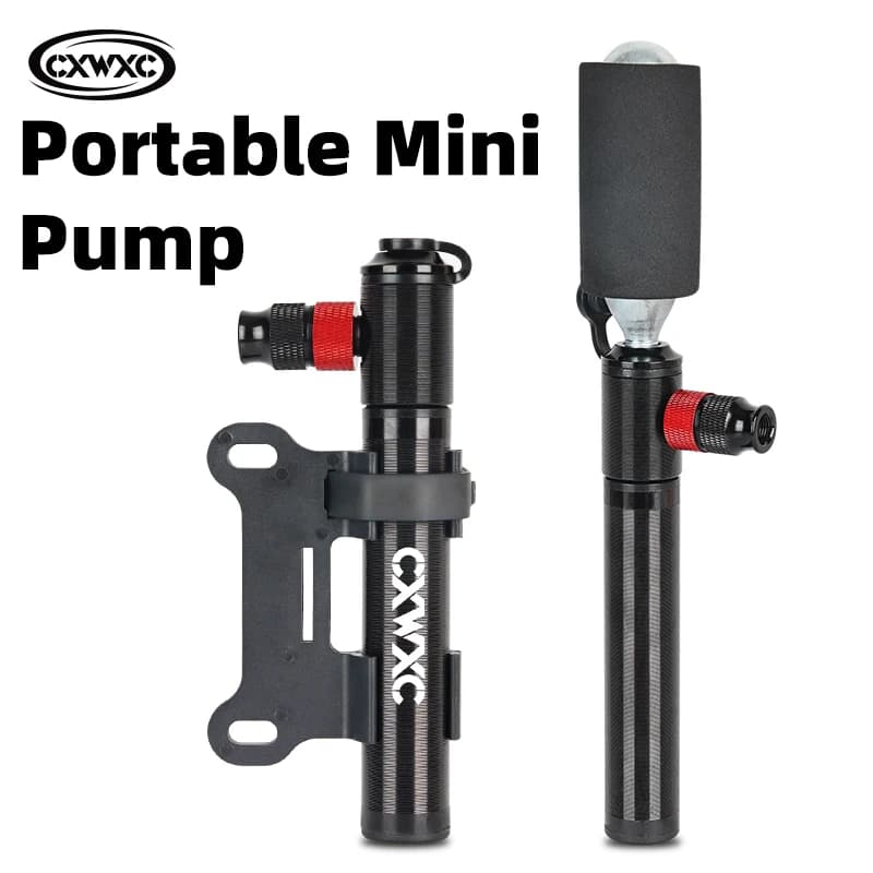 Pompa CO2 Multifunzionale CXWXC 100psi per Bicicletta, Gonfiatore Manuale per Pneumatici con Valvola Schrader e Presta, Pompa per MTB e Ciclismo su Strada