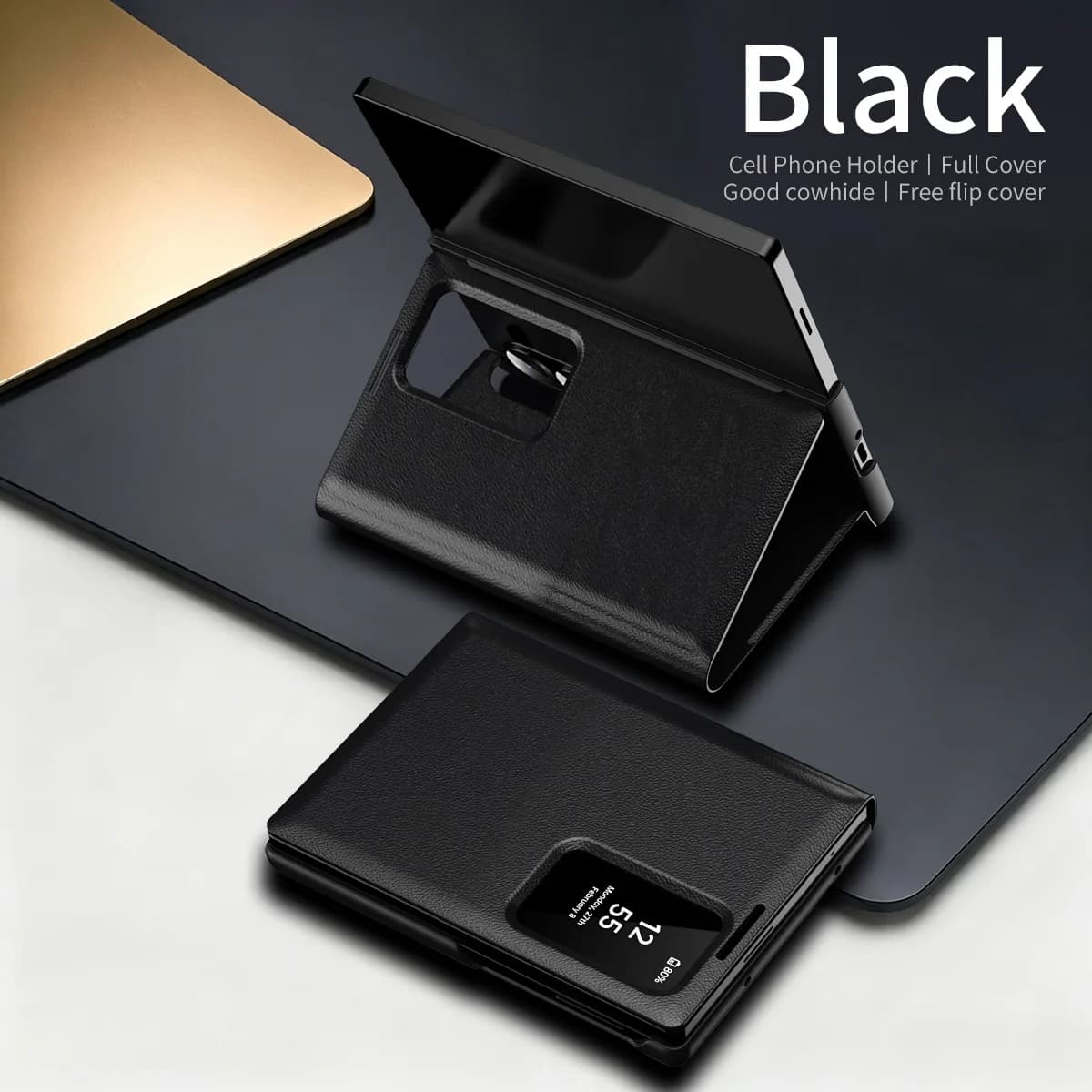 mart Card Insertion Leather Wallet Phone Case for Samsung Galaxy Z Fold 8 7 6 5 4 3 / 8 ultra Hinge Protection Shockproof Cover