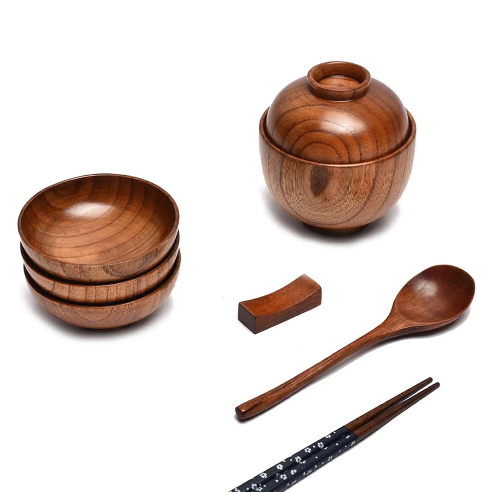 Ciotola per Riso in Legno Fatta a Mano, Contenitore per Alimenti Rustico, Accessorio Decorativo per Cucina, per Pasti e Spuntini