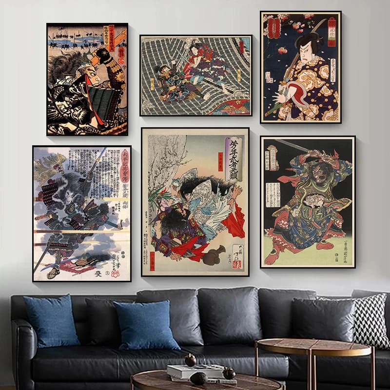Canvas Painting Retro Japanese Ukiyo-e Samurai Monster Classic Posters Prints Wall Art Picture Living Room Home Decor Wall Decor