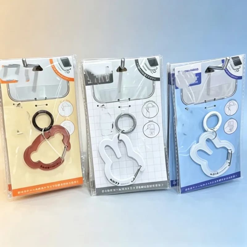 Miffy Rabbit & Bear Shaped Carabiner Keychain,Snap Hook Key Ring, Portable Backpack Hanging Buckle Outdoor Bag Charm Accessory
