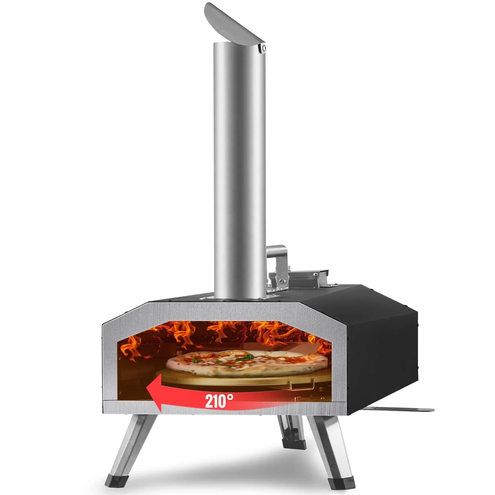 New Fashion Outdoor Pizza Oven with G a s and Wood Fire Manual Rotating Pizza Stone Custom Size Foldable Feature Pellet Fuel