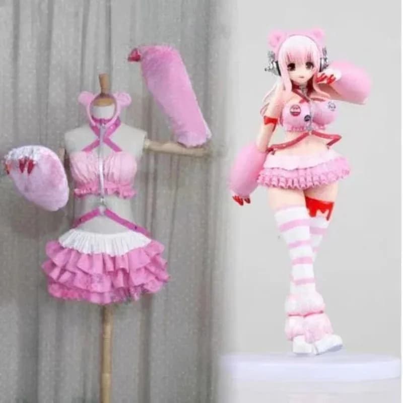 Set di costumi cosplay Super Sonico GRG Racing Queen Genus Gloomy Bear con calzini per fan e cosplayisti