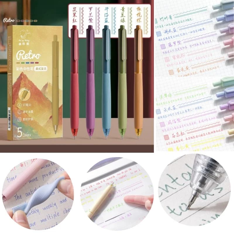 Penne colorate Penne ad asciugatura rapida con inchiostro da 0,5 mm Penne per scrittura liscia Crema/Retro/Morandi per colorare forniture per ufficio scolastico