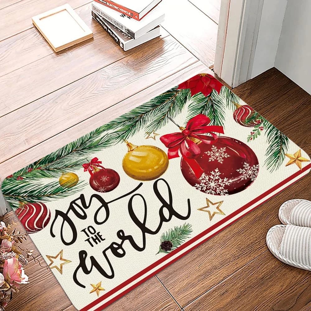 Christmas Print Welcome Doormat Non-Slip Washable Carpet for Living Room Bedroom Bathroom Kitchen Laundry Rug