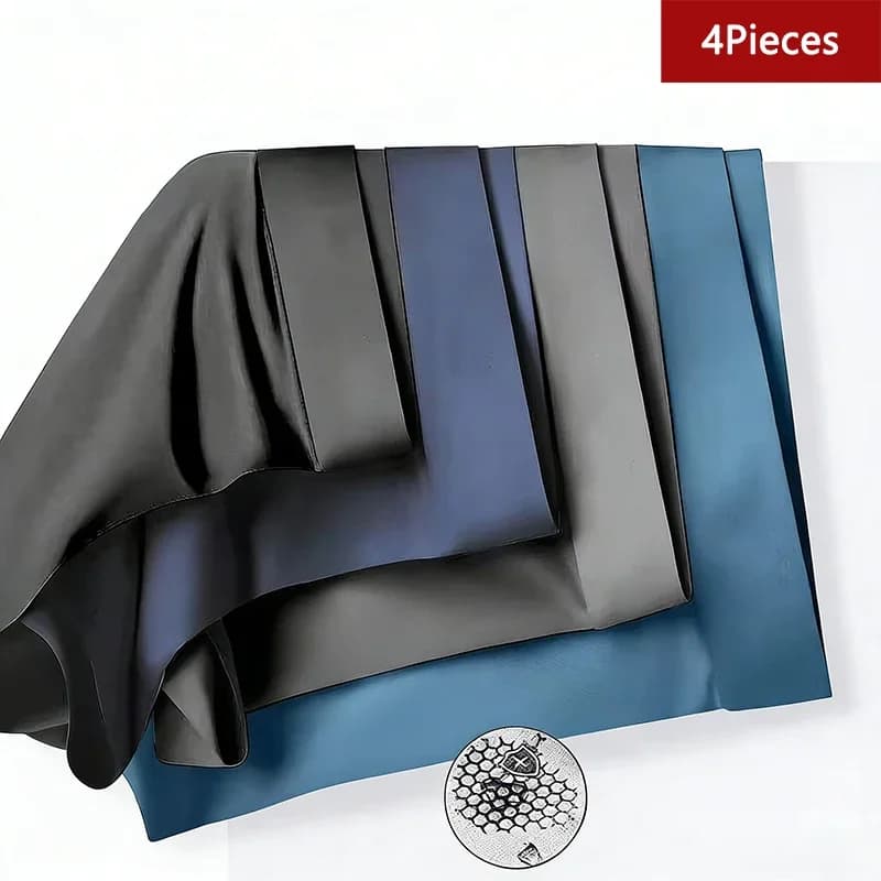 4pcs Men's Underwear Ice Silk Boxer Shorts Men Underpants Cool Breathable Sexy Thin Panties U Convex Lingerie Asia Size