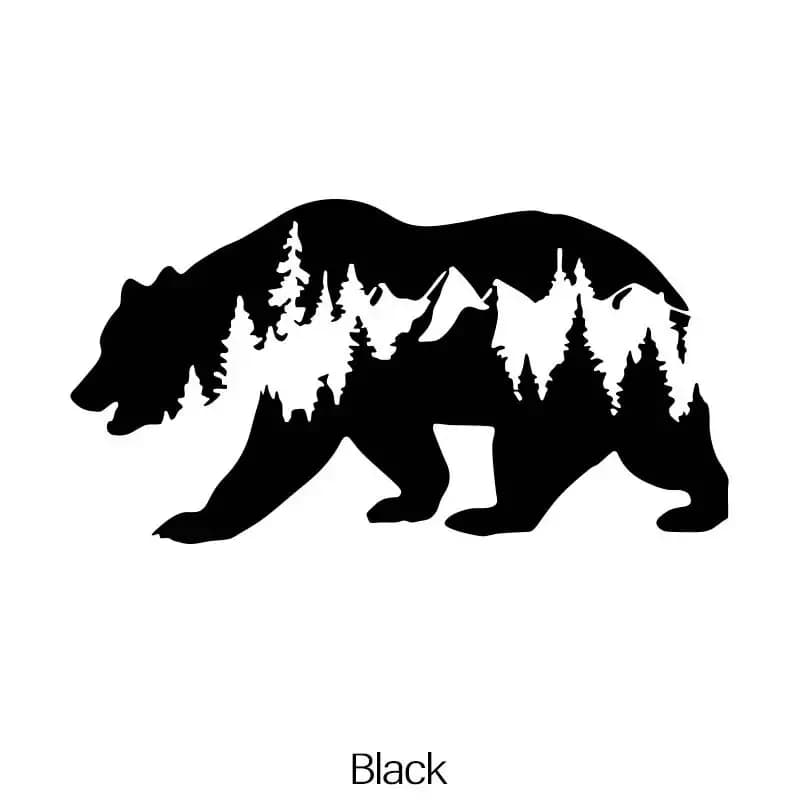 Creative Bear & woods Stickers，White and Black，For Cars, Trucks, Walls, Motorcycles & laptops