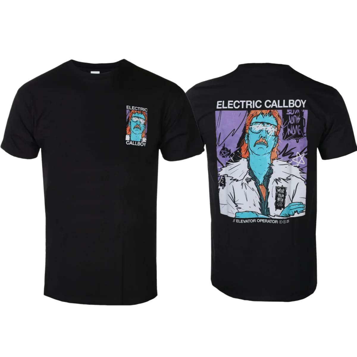 Elevator Operator Scratch Art Pattern Electronicore Band T-shirt Casual Trend Style Cotton T-shirt for Men and Women