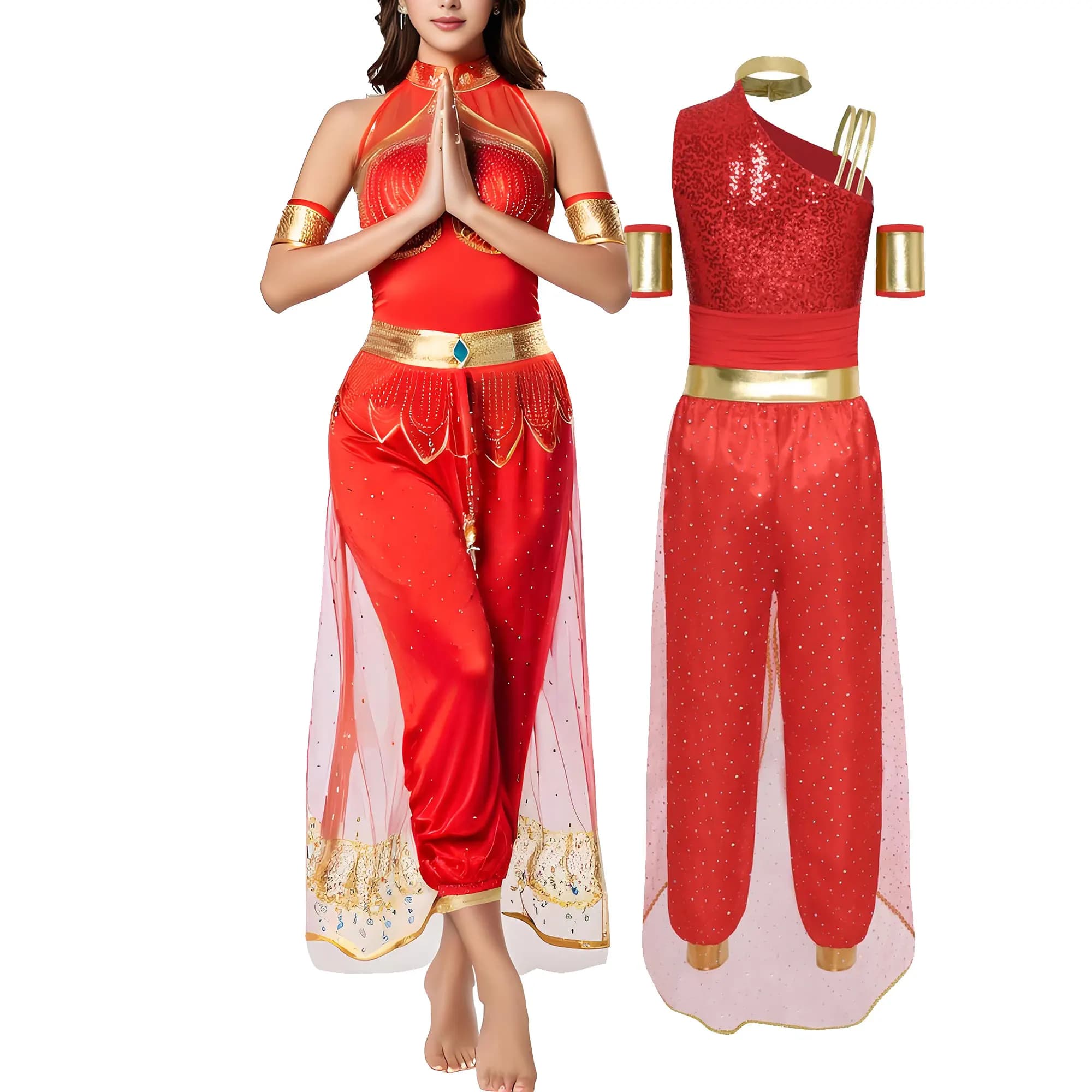 Women's Arab Princess Dress, Indian Dance Show Clowns, Halloween Dress, cosplay, Jasmine, Costume, Birthday Party, Christmas