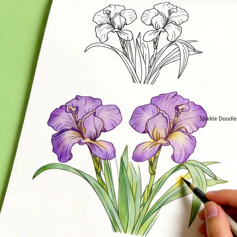 An Adult Decompression Flower Line Drawing Coloring Book, Step-by-step Practice Flower Copying Coloring Book, 24 Flower Patterns