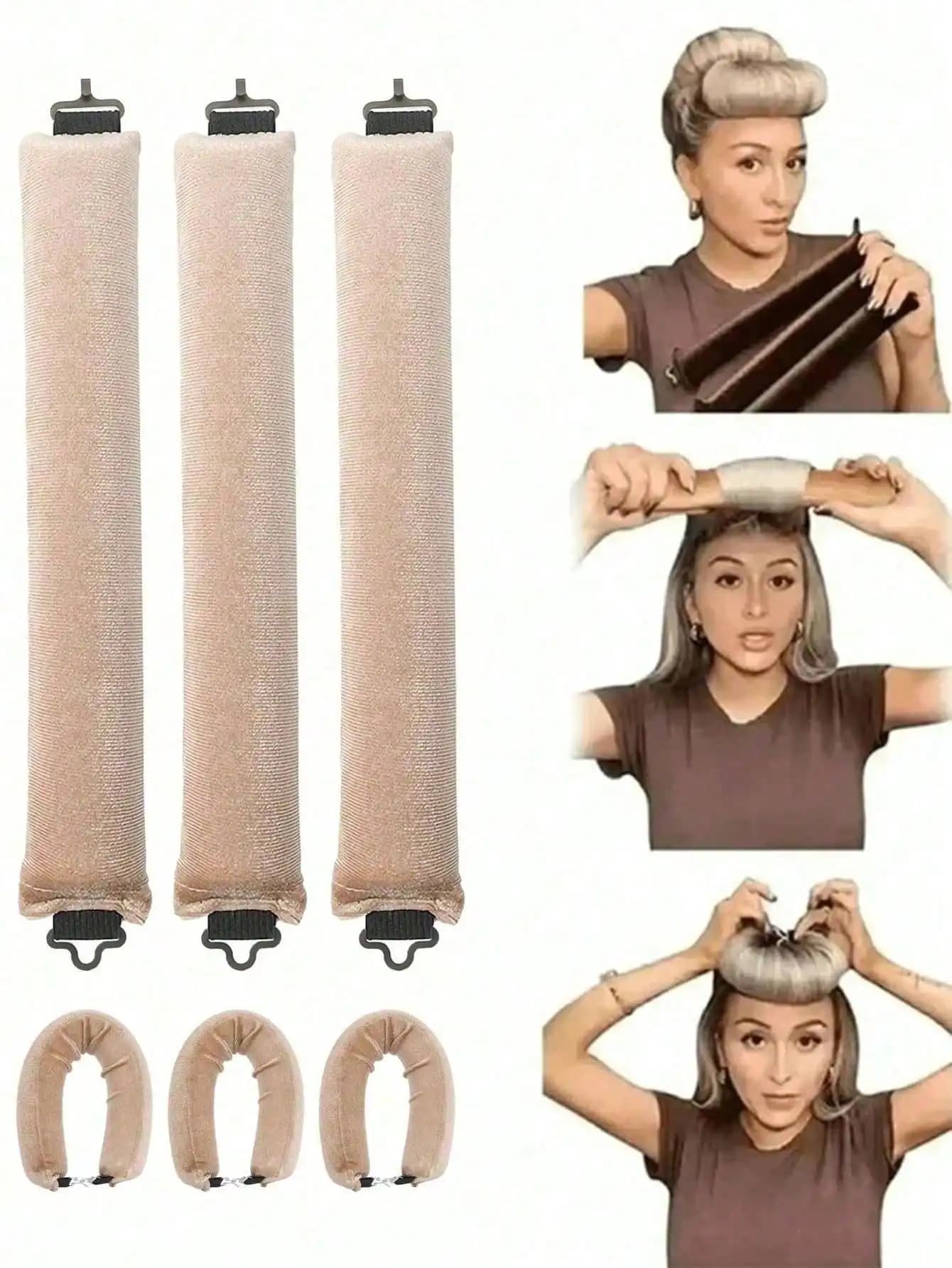 Set di 3 strumenti per lo styling dei capelli: arricciacapelli senza calore, pratico strumento per lo styling dei capelli, arricciacapelli in spugna, strumento per la cura dei capelli durante il sonno, arricciacapelli in schiuma per donne, arricciacapelli, essenziale per il ritorno a scuola, essenziale per i viaggi, accessori per capelli da donna, rullo per capelli. Arricciacapelli, H