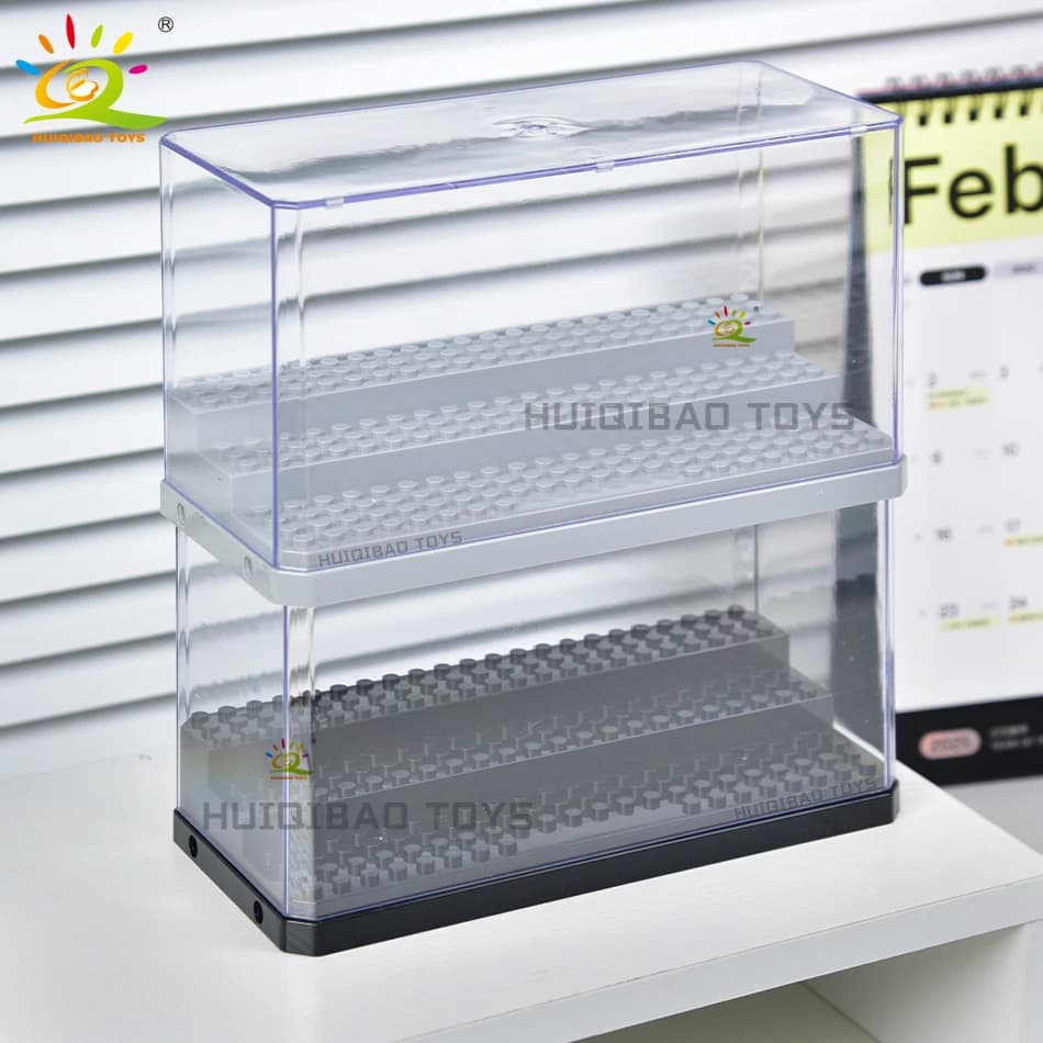 HUIQIBAO Vetrina antipolvere Vetrina per la raccolta di modelli Building Blocks Figure Scatola di visualizzazione Mattoni Giocattoli per bambini Bambini