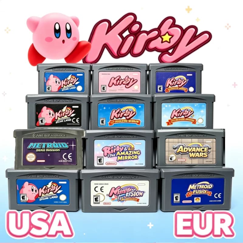 HOTsale --USA/EUR 32-Bit Video Game GBA Kirby Game Cartridge Console Card Amazing Mirror Nightmare in Dream Land for GBA NDS