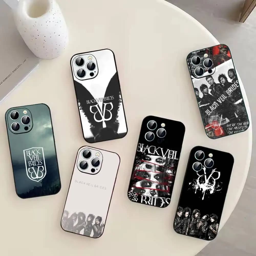 Custodia per telefono in silicone morbido Band B-Black V-Veil Brides per iPhone 17 16 15 14 13 12 11 X XR Plus Pro Max Plus