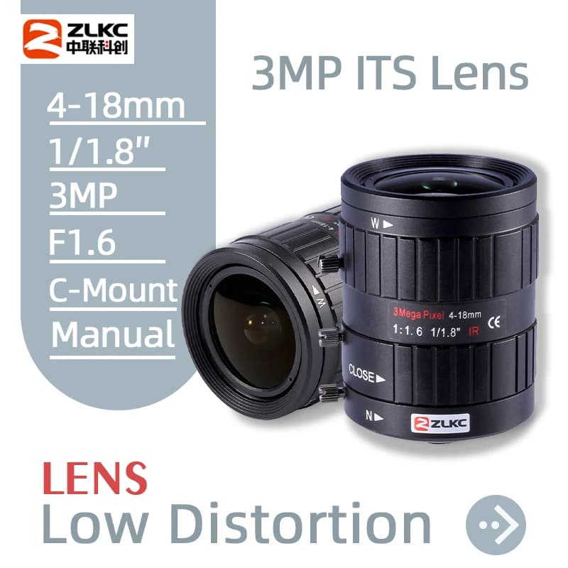 ZLKC 3.0Megapixel manuale Iris 4-18mm obiettivo Zoom 1/1.8 "Varifocal HD 3MP FA C Mount CCTV telecamera di sorveglianza obiettivi industriali IR