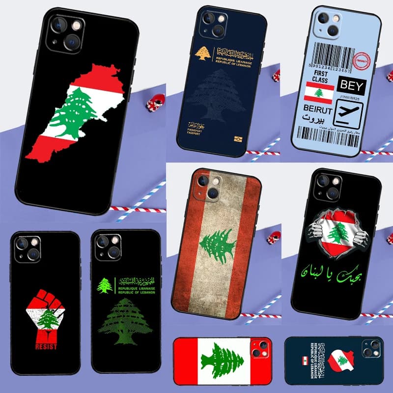 Custodia per telefono bandiera libano per iPhone 15 14 11 12 13 Pro Max Mini X XR XS Max SE 2020 7 8 Plus Cover Coque