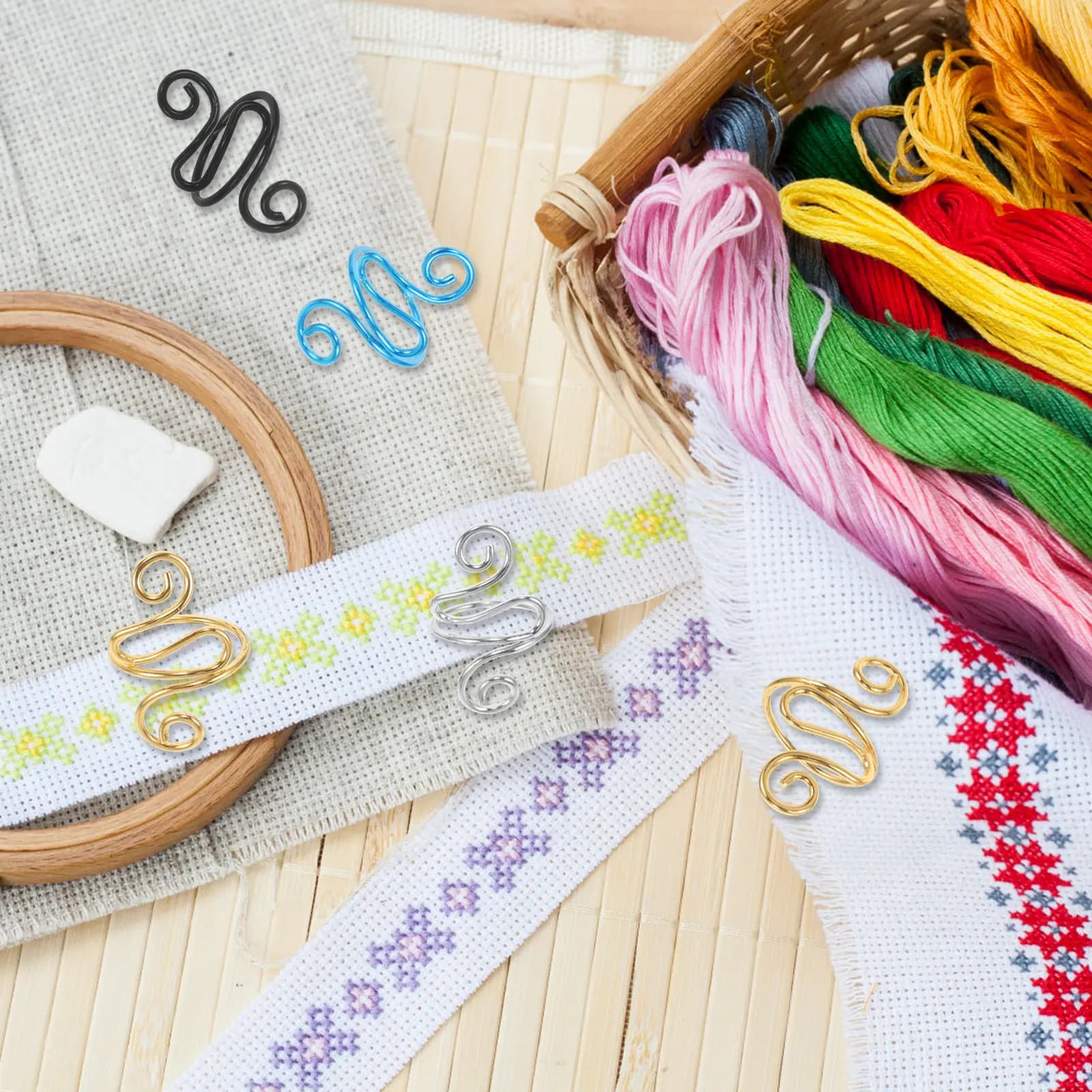 Set di 5 Anelli per Uncinetto, Guide per Filati Regolabili per Cucito, Quilting e Fai-da-Te, Leggeri e Portatili