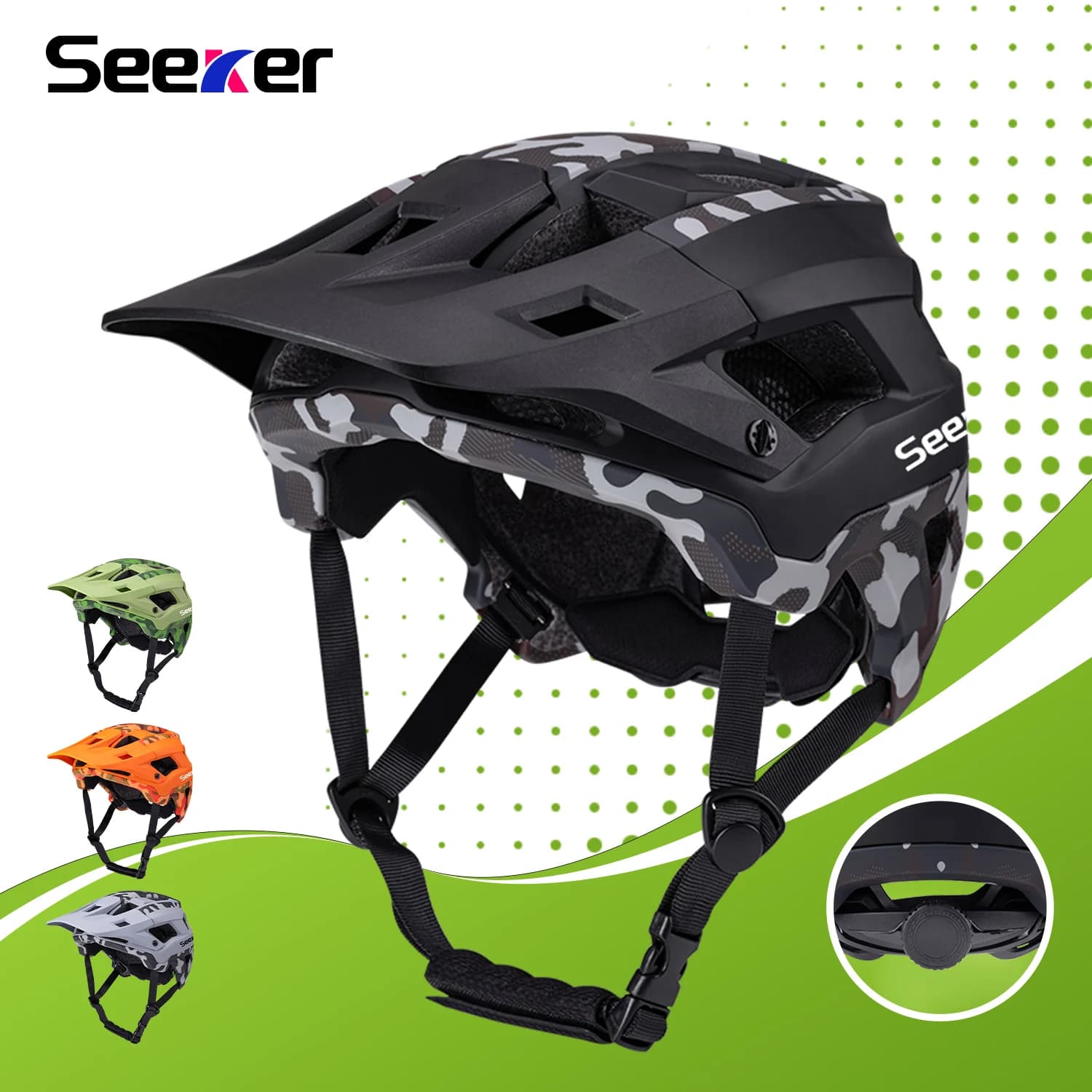 UMUSEEKER Casco da mountain bike leggero e traspirante, casco da bici da strada, protezione di sicurezza per bicicletta, casco da ciclismo in stile mimetico