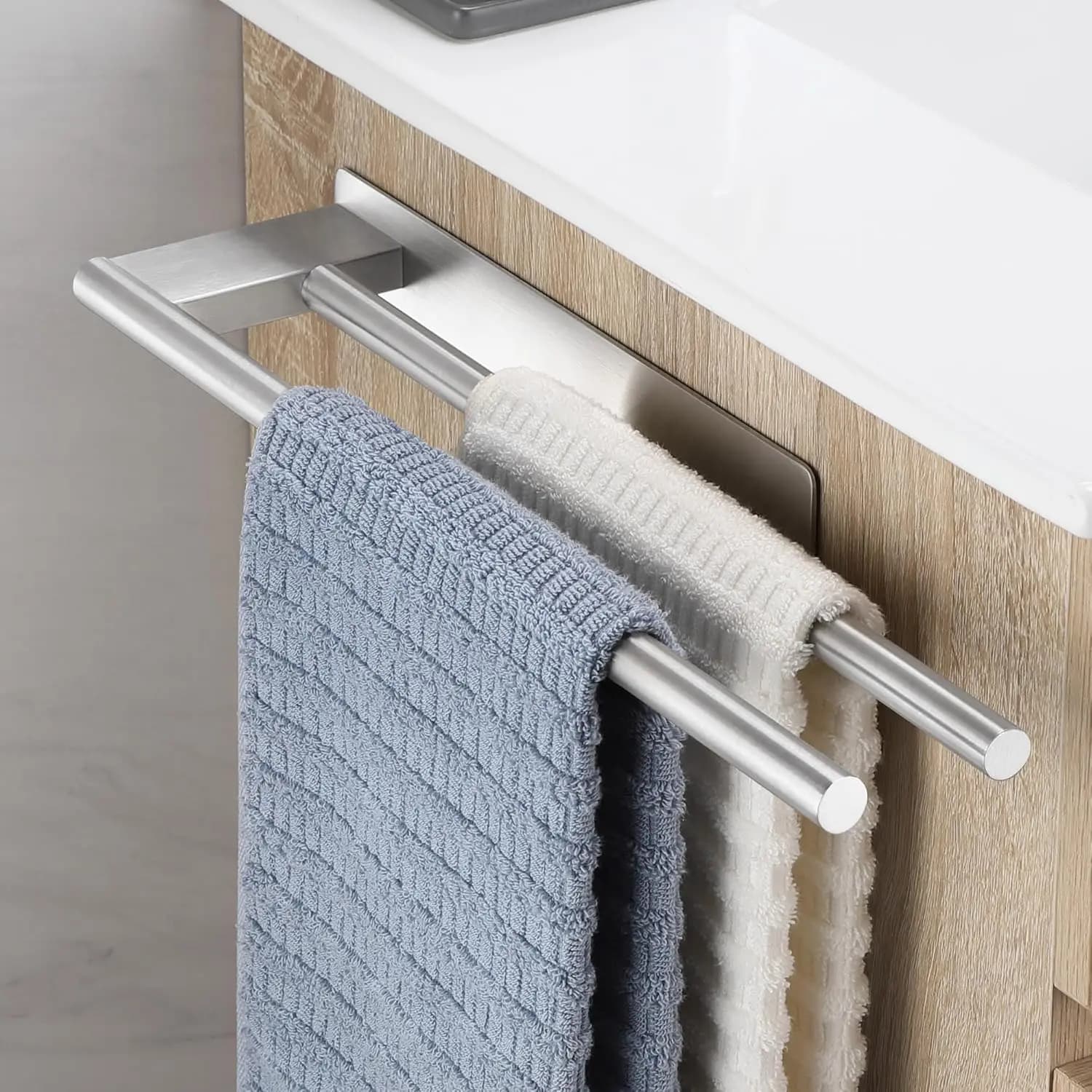 Adesivo Bar di asciugamano Senza trapano 304 acciaio inossidabile Terina di asciugamano Facile installazione Nero opaco Porta di asciugamani per Bagno Cucina