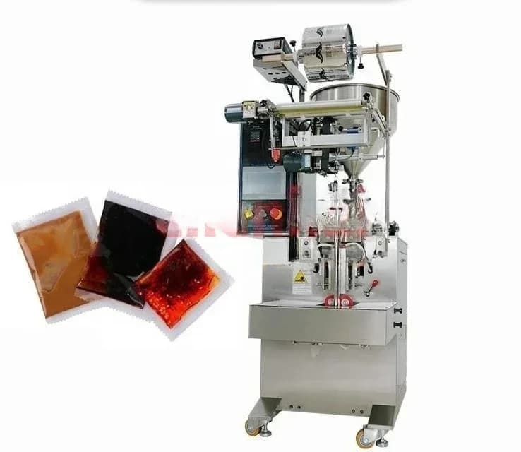 Macchina per Confezionamento Verticale Multifunzione per Pasta Secca e Salsa Piccante, Dotata di Dosatore a Vite