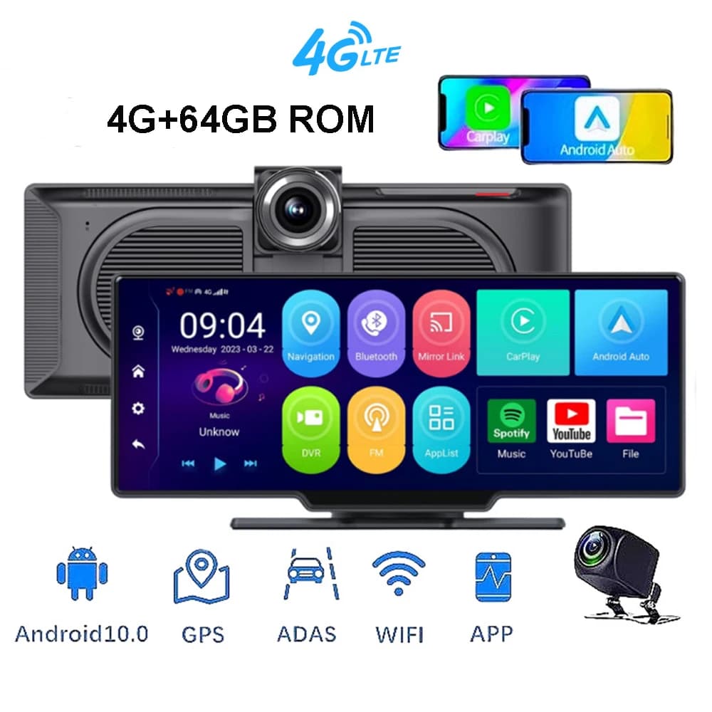 Il miglior registratore per fotocamera da cruscotto per auto da 10,26 pollici 4G + 64G ROM Navigazione GPS V9311 Android 13 ADAS 4G WiFi BT Doppia lente DVR Videocamera