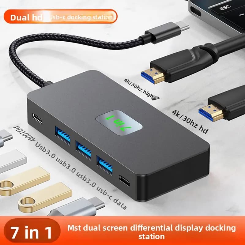Stesso display multischermo Docking station di tipo C diverso Docking station MST per laptop Dual HD USB 3.0