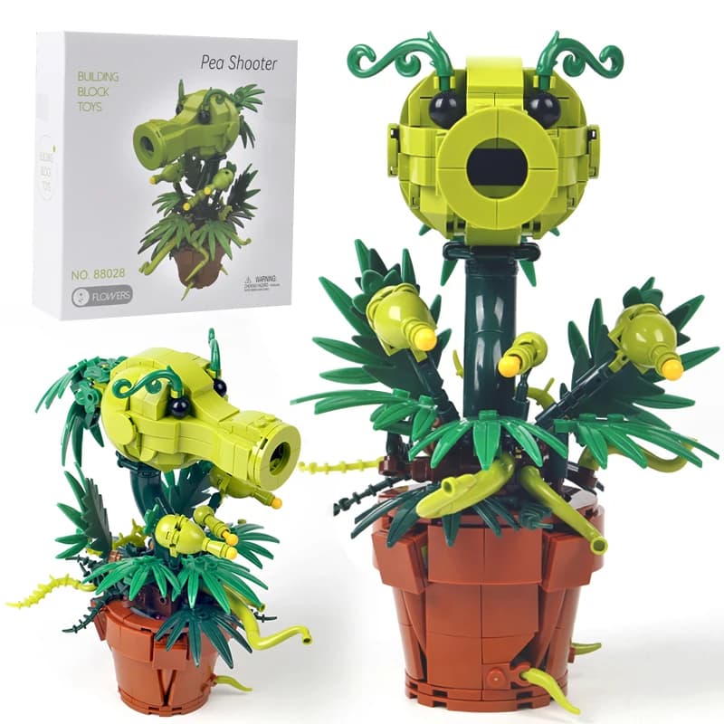 Creative Plants Wars Game Character Pea Shooter Building Blocks Bonsai Model Plant Potted Assemble Bricks Toy Gift For Kid Adult