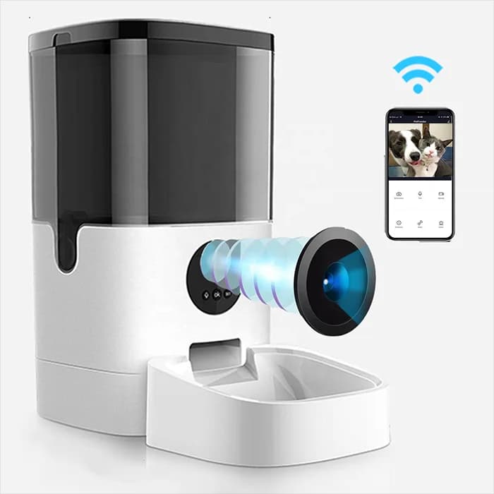 Distributore automatico di cibo per animali domestici in plastica temporizzata con ciotola per cani/gatti programmabile intelligente