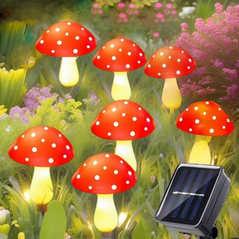 Grande 12 LED Pannello solare Fungo Fata Luce Giardino Decorazione esterna Lampada da notte impermeabile Cortile per le vacanze Decorazione della festa nuziale
