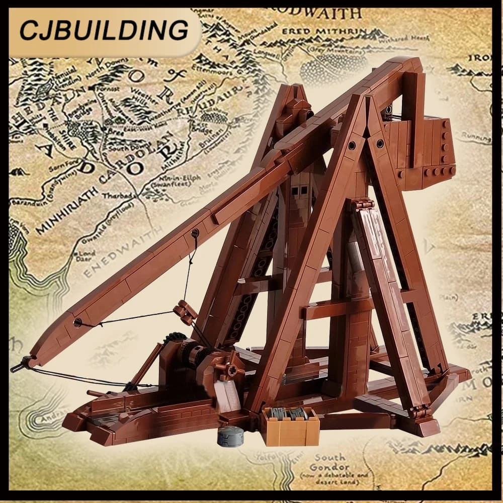 MOC Medieval Trebuchet Bricks Model Medieval Ancient Military Chariot Building Blocks Set Educational Toys For Gift MOC-141541