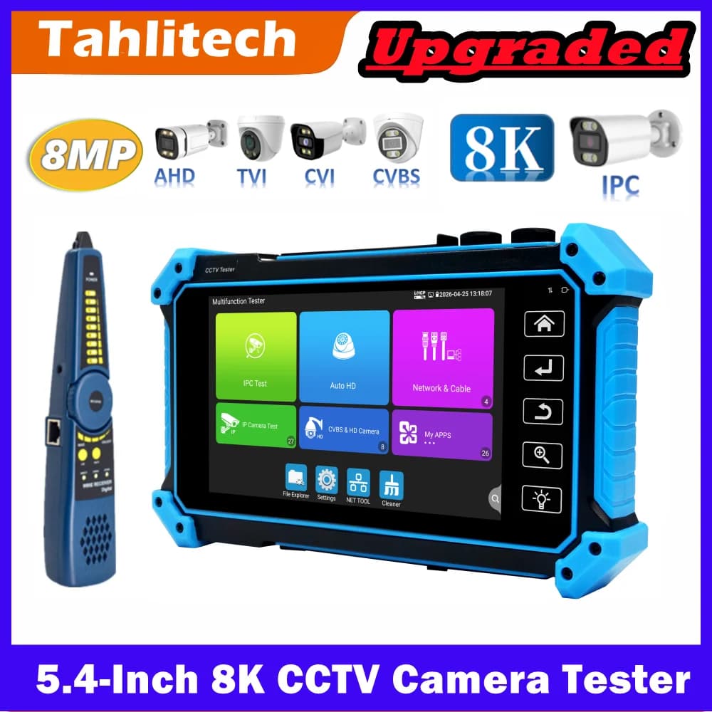 8K IPC-5200C Plus 8MP CVI TVI AHD SDI Analog 6 in 1 HD Tester-monitor VGA and HDMI 4K input cable Tracer Wifi PTZ