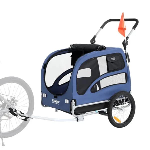 Rimorchio per cani da bicicletta, supporta fino a 45 kg, passeggino 2 in 1 per animali domestici, carrello per bicicletta, carrello pieghevole facile da usare