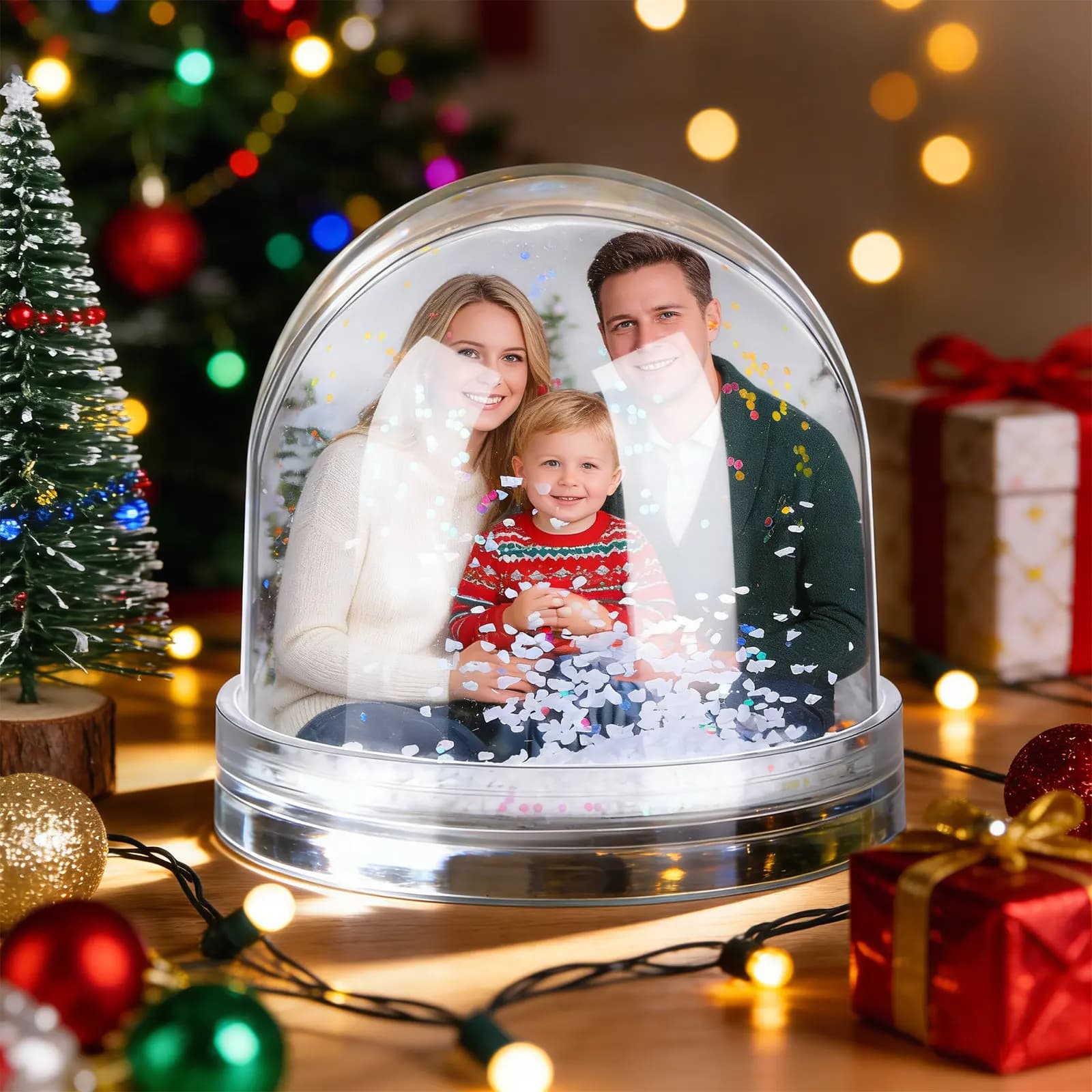 Cornice Portafoto Mini Globo di Neve Fai-da-Te, Carta per Sublimazione Riutilizzabile, Espositore per Foto Globo di Neve per Regalo