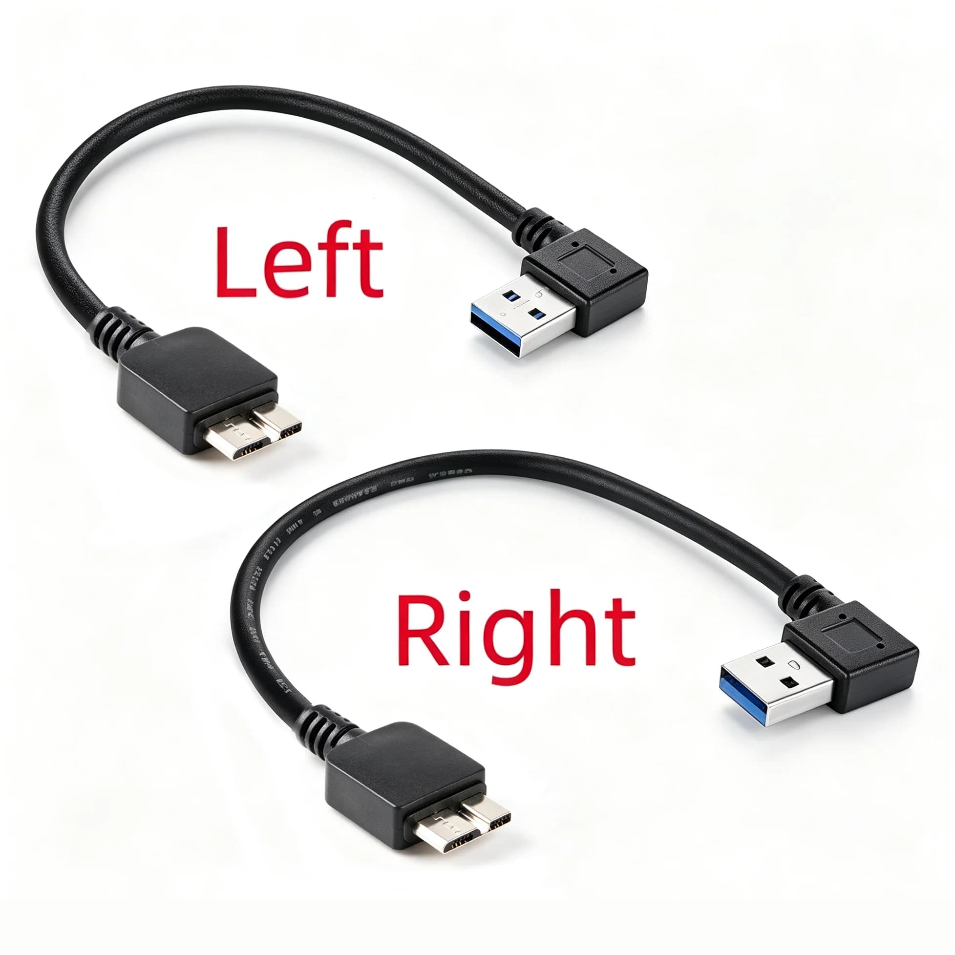 20cm Left/Right Angle USB 3.0 Adapter Cable 90 Degree Type A to Micro B Connector Data Cable for Computer External Hard Drive