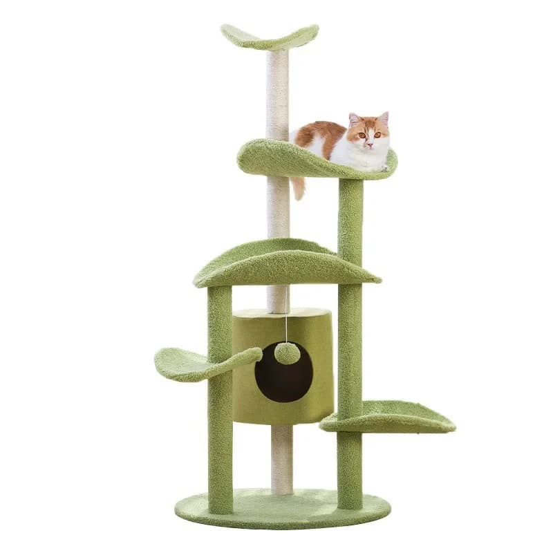 Giocattoli per alberi con struttura da arrampicata per gatti premium, casetta in legno per gatti, grande raschietto, grande torre per alberi, mobili per animali domestici, regalo