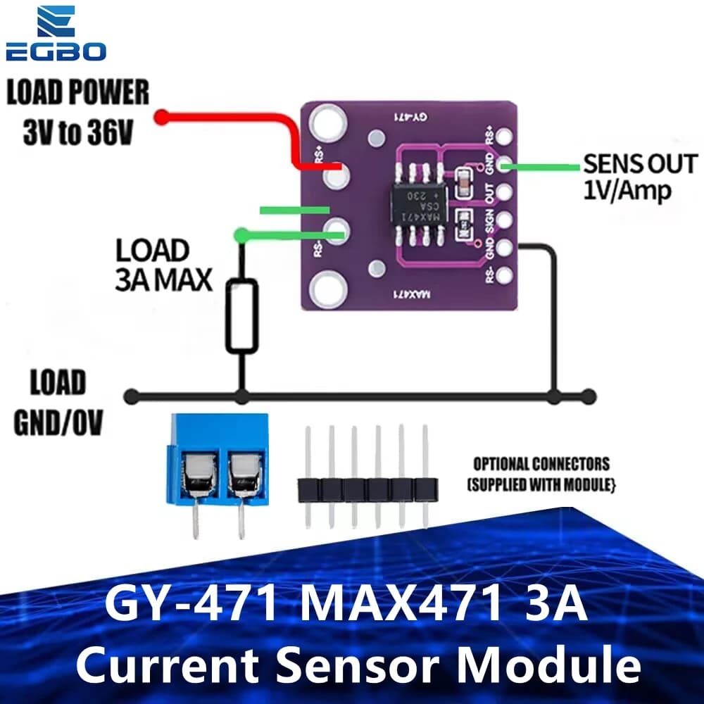 GY-471 MAX471 Current Sensor Module 3A Consumption Current Detection Module for Arduino DC 0 -30V