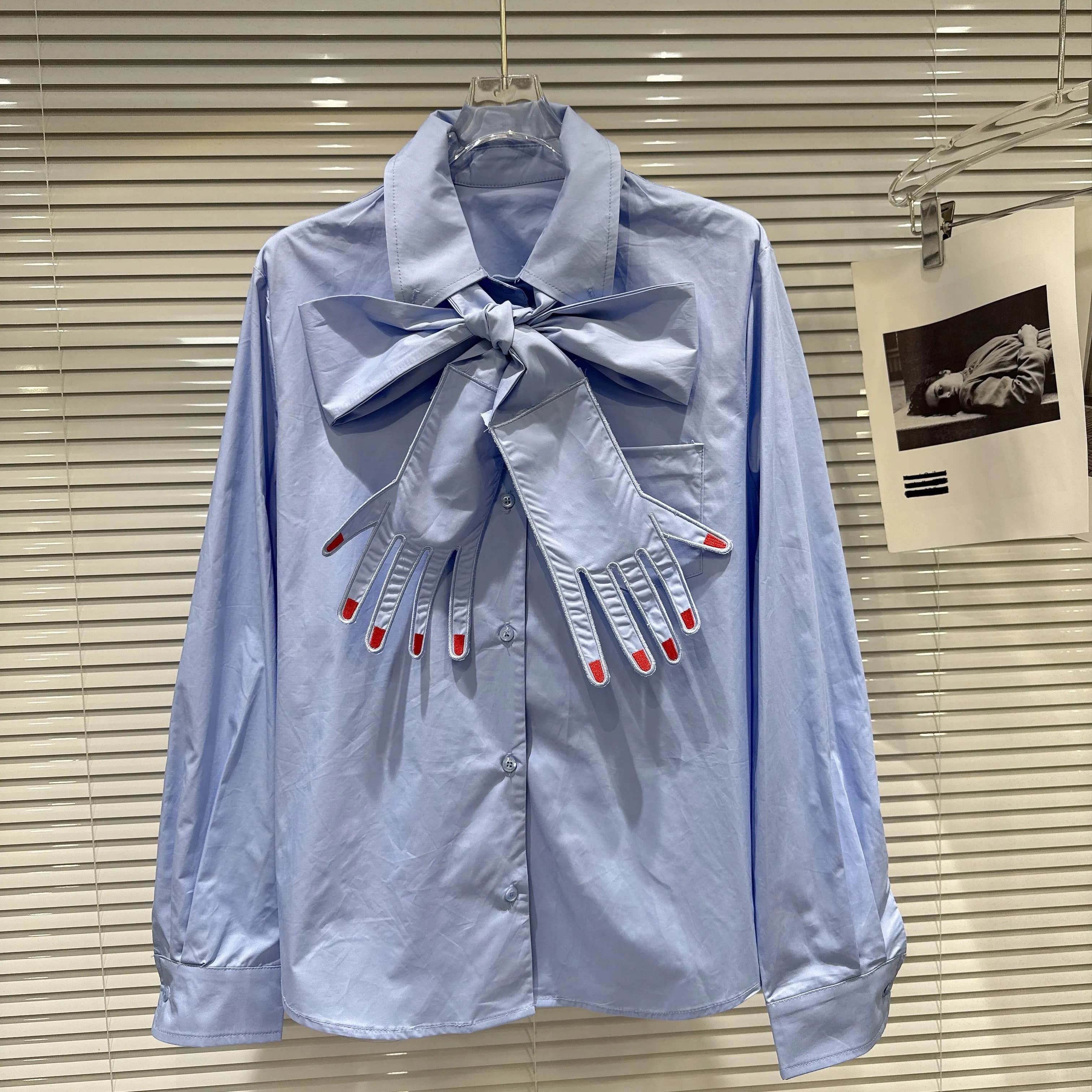 Women's long-sleeved shirt with finger scarf design, spring style 2026, new collection, casual and trendy model