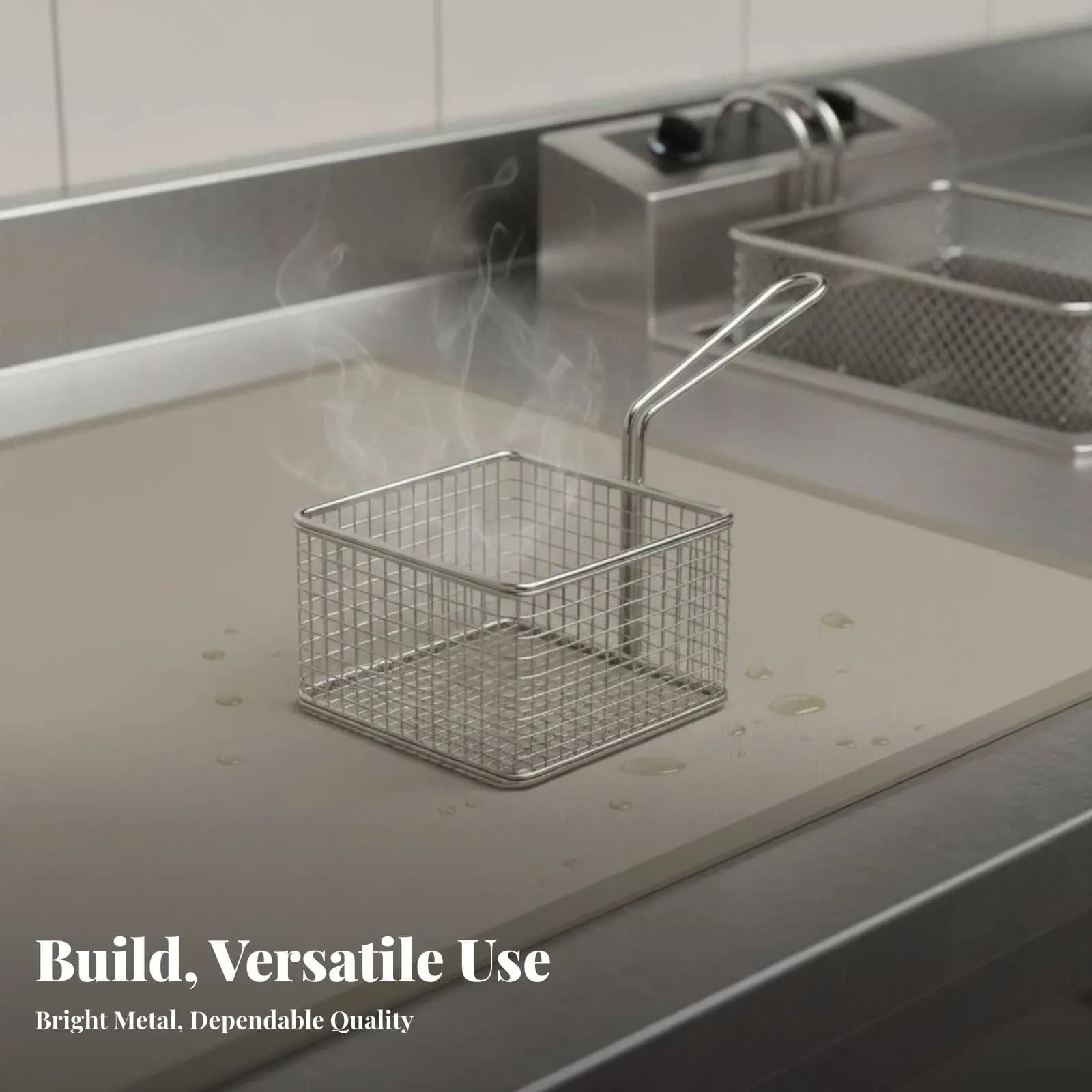 Mini Fry Basket Restaurant Design Fries Serving Basket Kitchenware Rustproof Easy to Clean for Home Cooks, Restaurants, Pubs