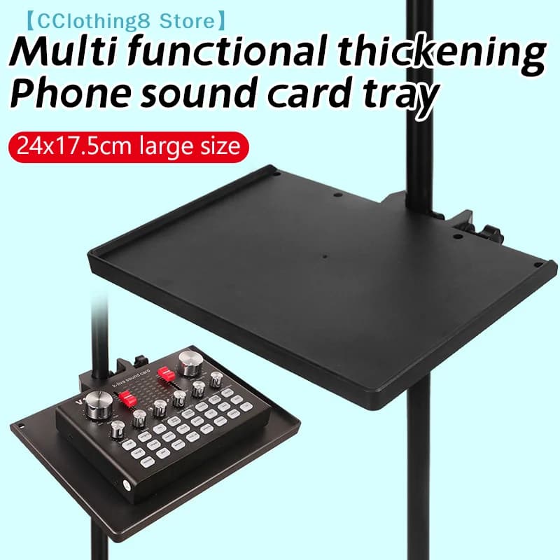 Nuovo supporto per microfono con clip per scheda audio e vassoio, per treppiede live e accessori per microfono 【AliS8】