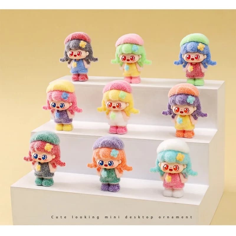 Accessorio blind box Sweetie con treccia floccata, giocattolo trendy, blind box, blind bag, portachiavi, regalo di compleanno da scrivania