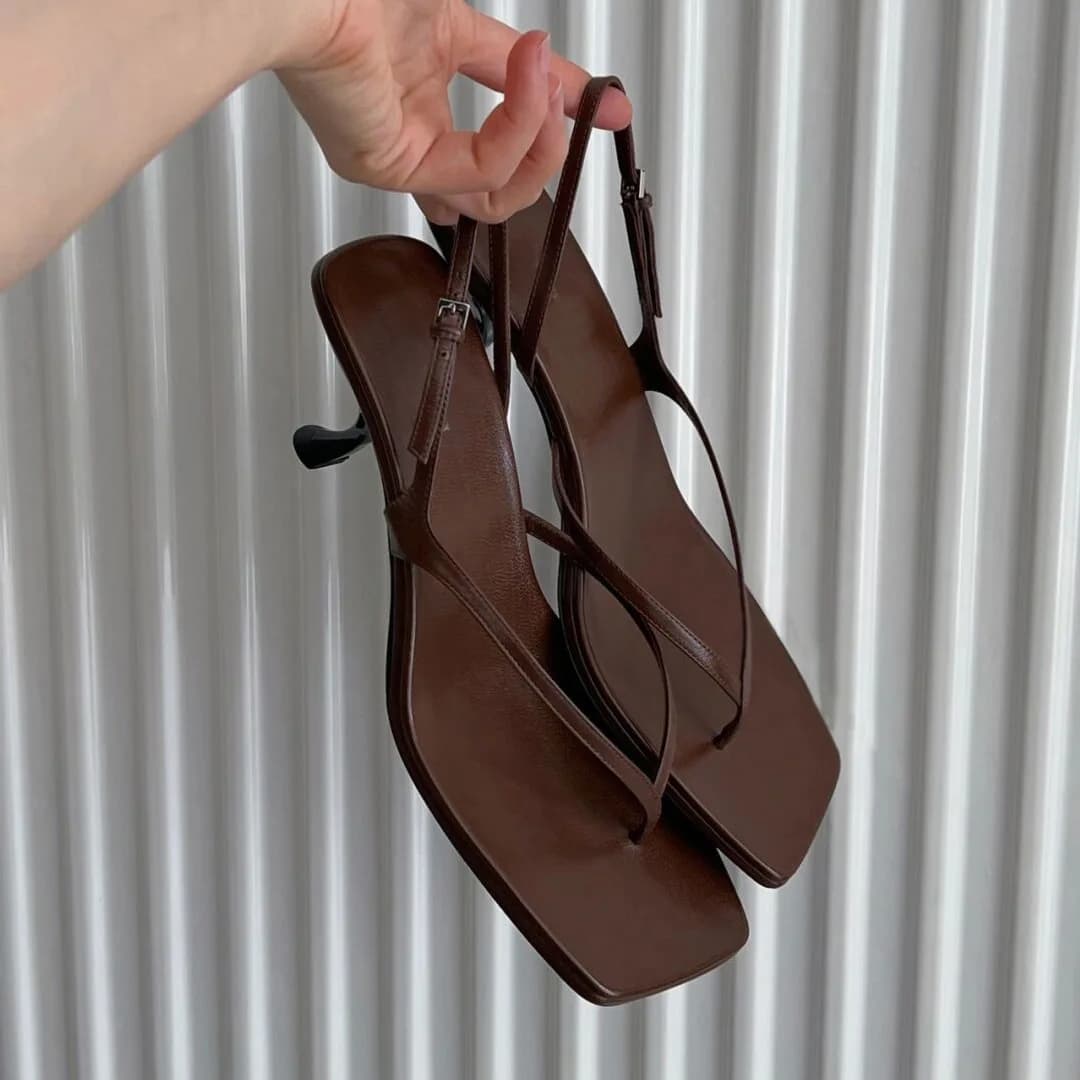 Clip Toe Women Heeled Sandals Square Toe Mid Heels Elegant Shoes Summer New Fashion Pumps Designer Dress Sandalias De Mujer