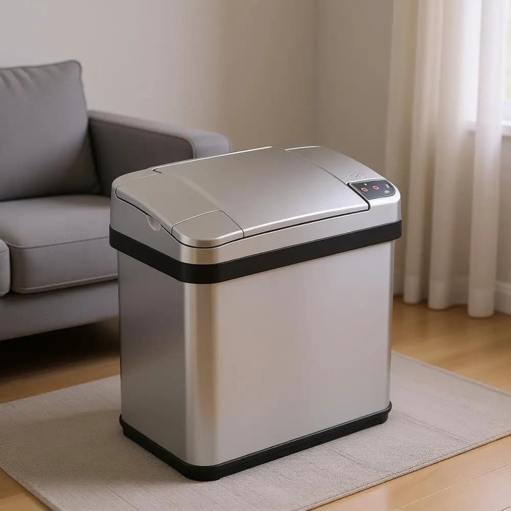 Cestino per Bagno da 2,5 Galloni con Controllo Odori, Bidone Automatico con Sensore di Movimento da 10 L, Cestino Sottile in Acciaio Inossidabile per Spazi Stretti