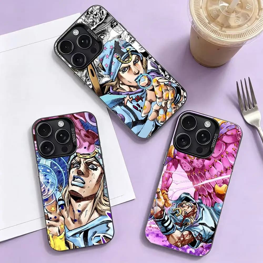 SBR JOJO7 J-Johnny J-Joestar Phone Case For iPhone 17,16,15,14,13,12,11 Plus,Pro Max,XS,Colorful Silver Phone case Funda Cover