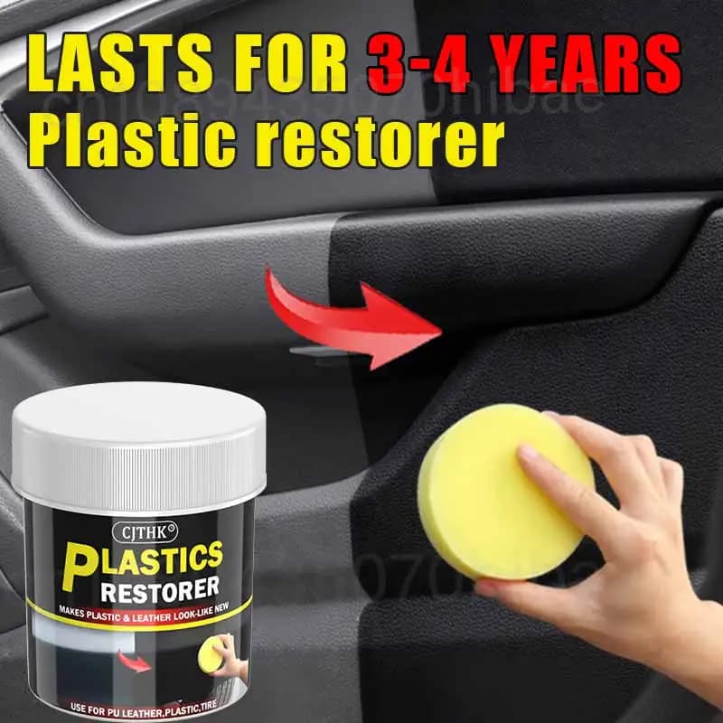 Rinnovatore per plastica auto: Effetto nero lucido, cera rinnovatrice per interni auto, pelle e pannelli, agente lucidante e riparatore per auto