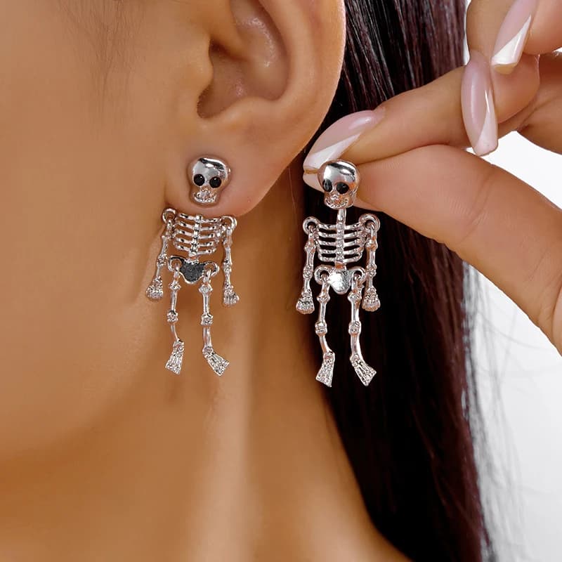 Halloween Crown Skull Skeleton Drop Earrings For Women Gothic Dangle Earrings Punk Jewelry Gift