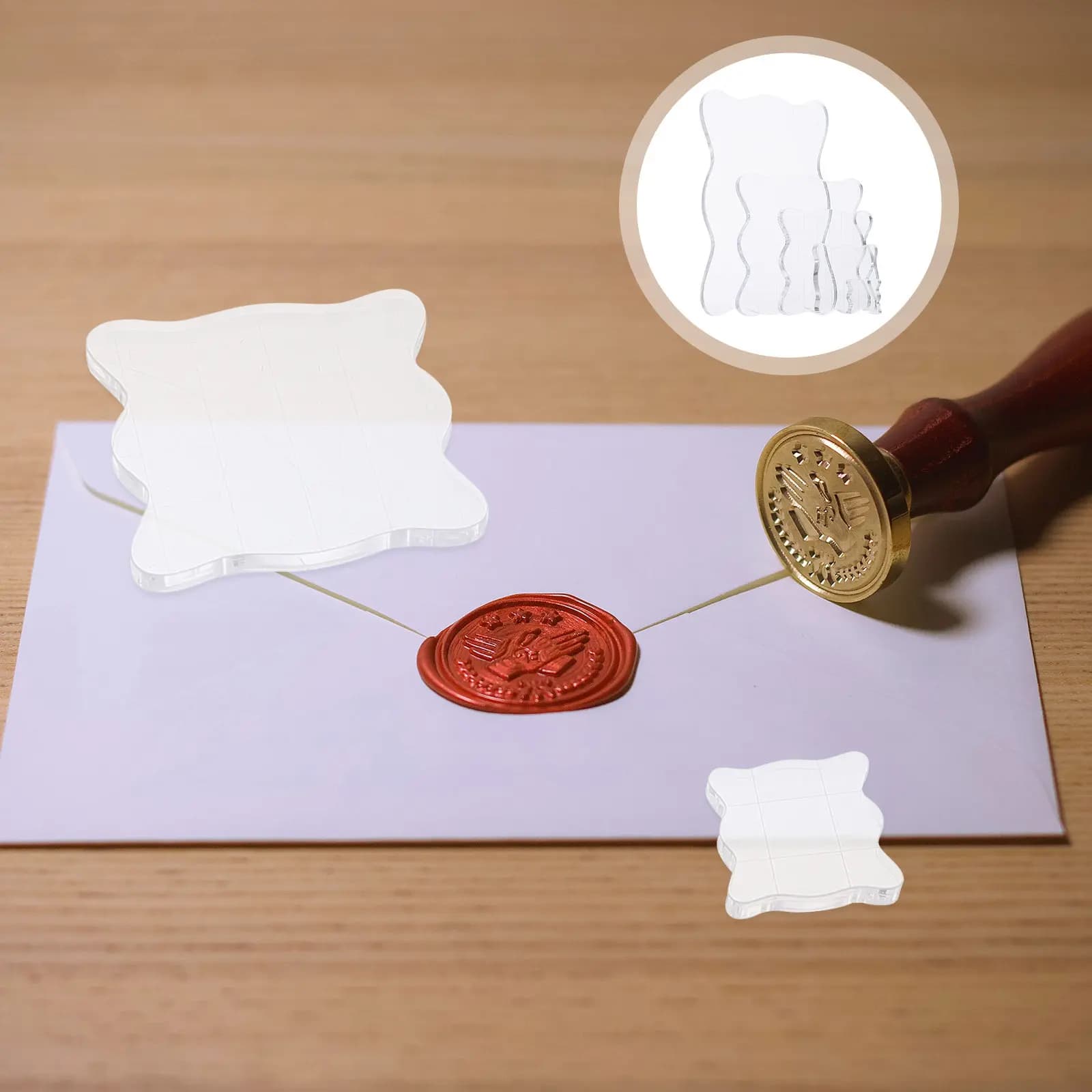 Set di 5 Blocchetti per Timbri in Acrilico Resistente, Trasparenti con Griglia, Accessori per Stampa Fai-da-Te, Facili da Pulire